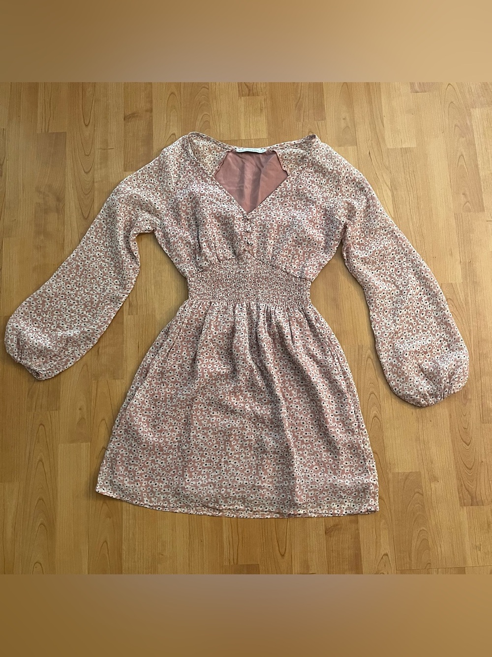 LNWT Abercrombie & Fitch Chiffon Pink Navy Daisy Floral Mini Dress (XS)